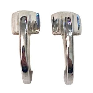GIVENCHY Vintage Silver Modern Hoop Clip On Earrings
